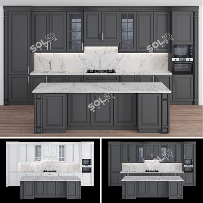 Classic Kitchen Set: Versatile and High-quality Design 3D model image 1