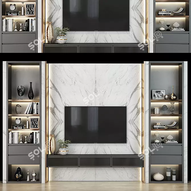 Modern TV Wall Set 0178 3D model image 1