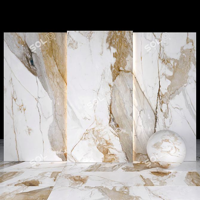 Kiruna White Marble Slabs & Tiles 3D model image 1