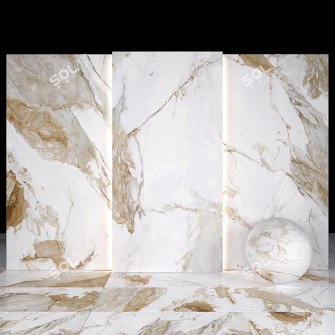 Kiruna White Marble Slabs & Tiles 3D model image 2