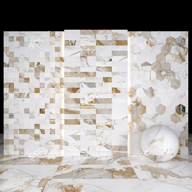 Kiruna White Marble Slabs & Tiles 3D model image 3