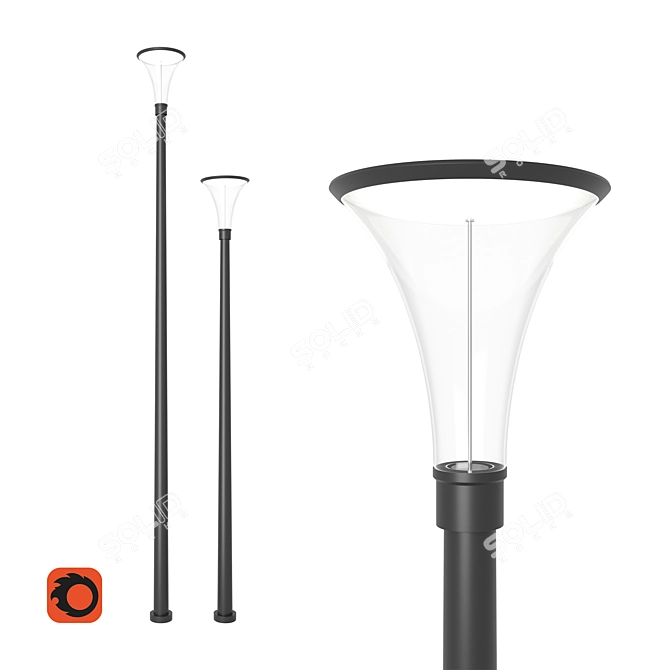 Sleek Street LED Light 3D model image 1