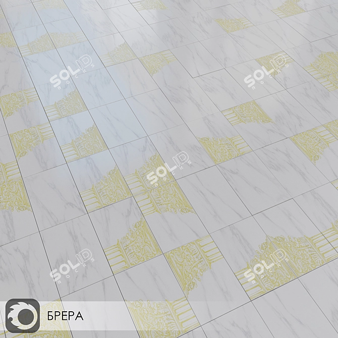 Milano Brera: White & Yellow Ceramic Wall Tiles 3D model image 1