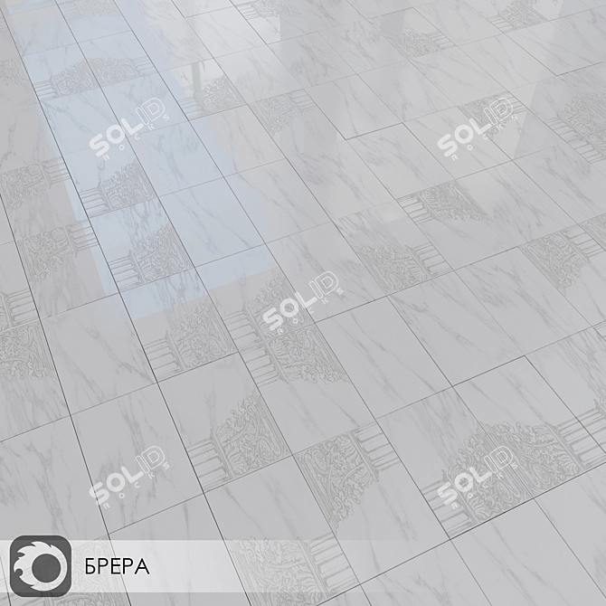 Milano Brera: White & Yellow Ceramic Wall Tiles 3D model image 3