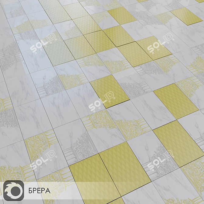 Milano Brera: White & Yellow Ceramic Wall Tiles 3D model image 4