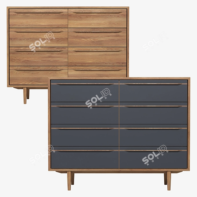 Bruni Black 8-Drawer Chest: Stylish Storage Solution 3D model image 1