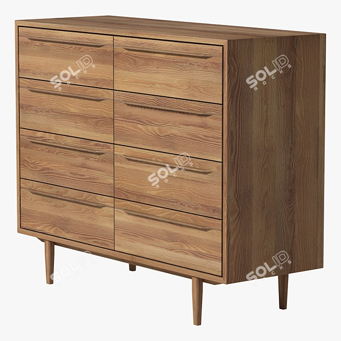 Bruni Black 8-Drawer Chest: Stylish Storage Solution 3D model image 2