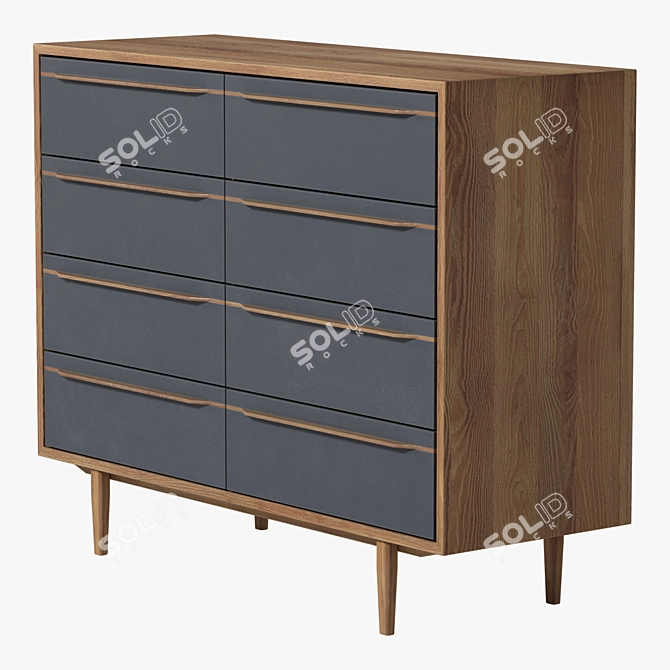 Bruni Black 8-Drawer Chest: Stylish Storage Solution 3D model image 3
