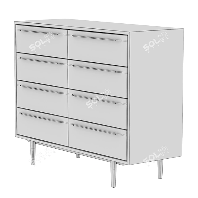 Bruni Black 8-Drawer Chest: Stylish Storage Solution 3D model image 4