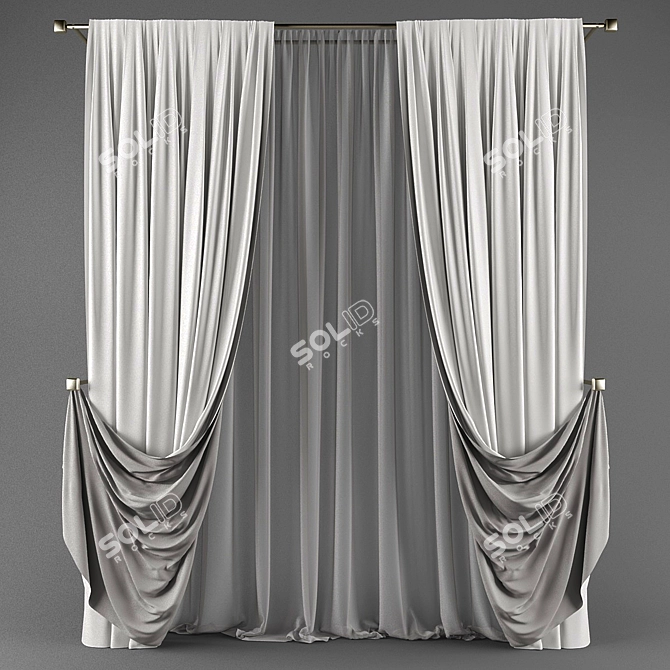 Elegant Polys & Verts Curtains 3D model image 1