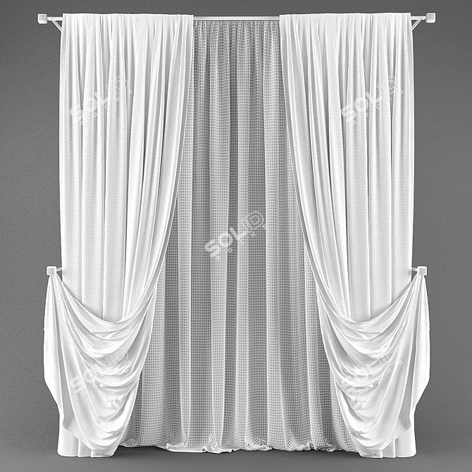Elegant Polys & Verts Curtains 3D model image 2