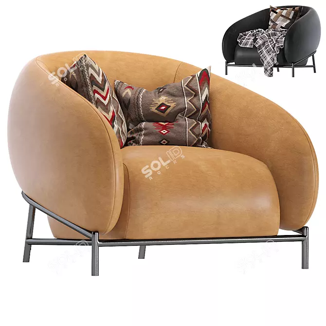 CURL Leather Armchair: Cider Edition 3D model image 1