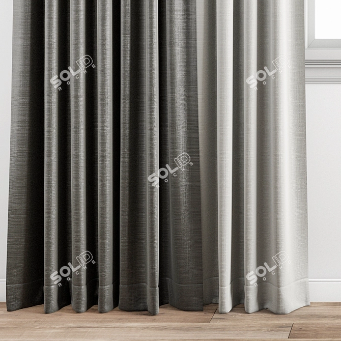 Elegant Embroidered Curtain 160 3D model image 2