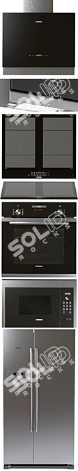 Siemens Kitchen Set: Fridge, Induction Cooktop, Oven, Microwave & Hood 3D model image 3