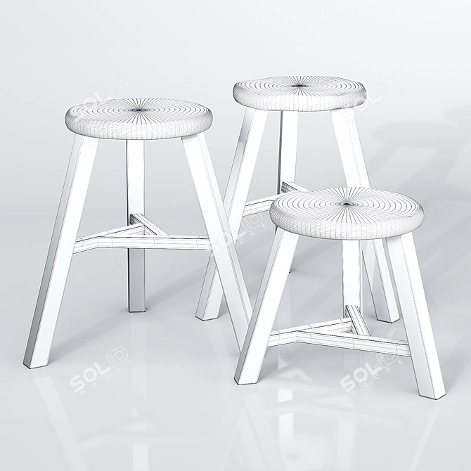 Wooden Accent Stool: Versatile and Stylish 3D model image 5