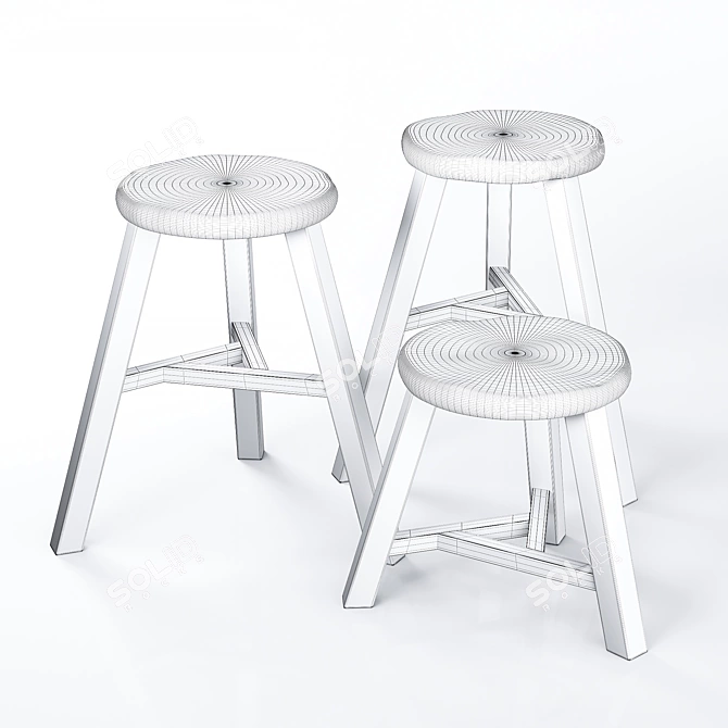Wooden Accent Stool: Versatile and Stylish 3D model image 10