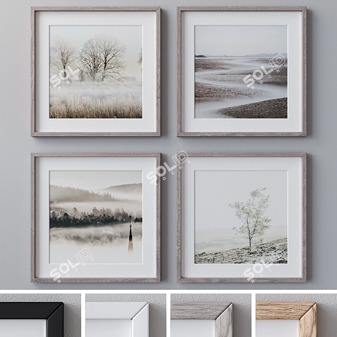 Multicolor Wood Photo Frames Set 3D model image 1