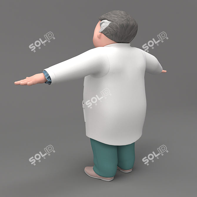 Friendly Doctor Cartoon Character 3D model image 2