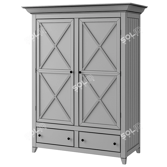 Scandinavian Style Wardrobe with Drawers 3D model image 2