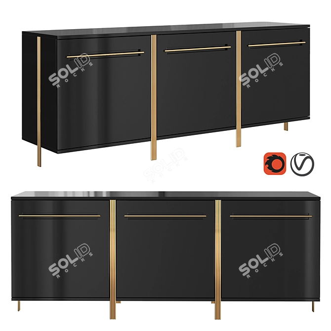 Elegant Versaga Sideboard - Stylish Storage Solution 3D model image 1