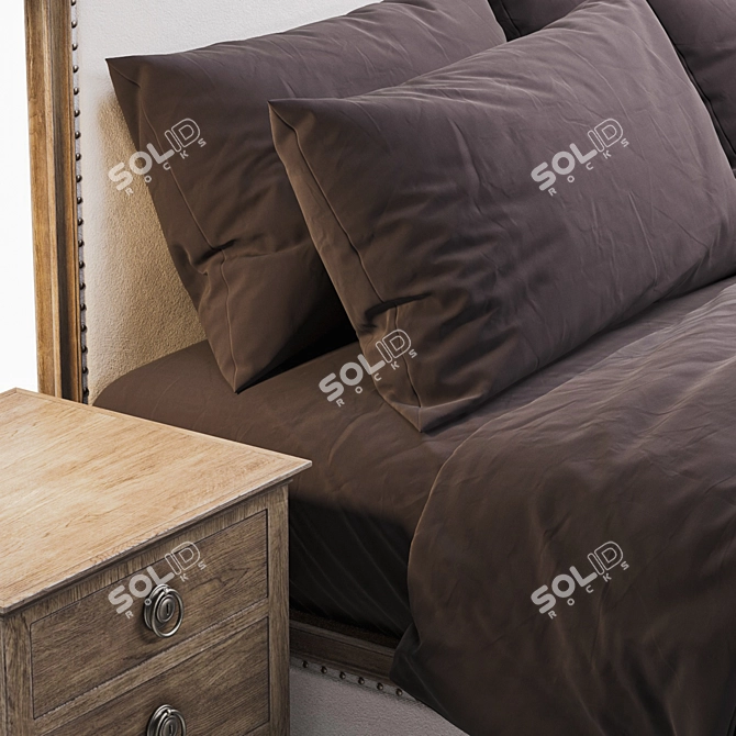 Elegant Fabric Panel Bed 3D model image 3