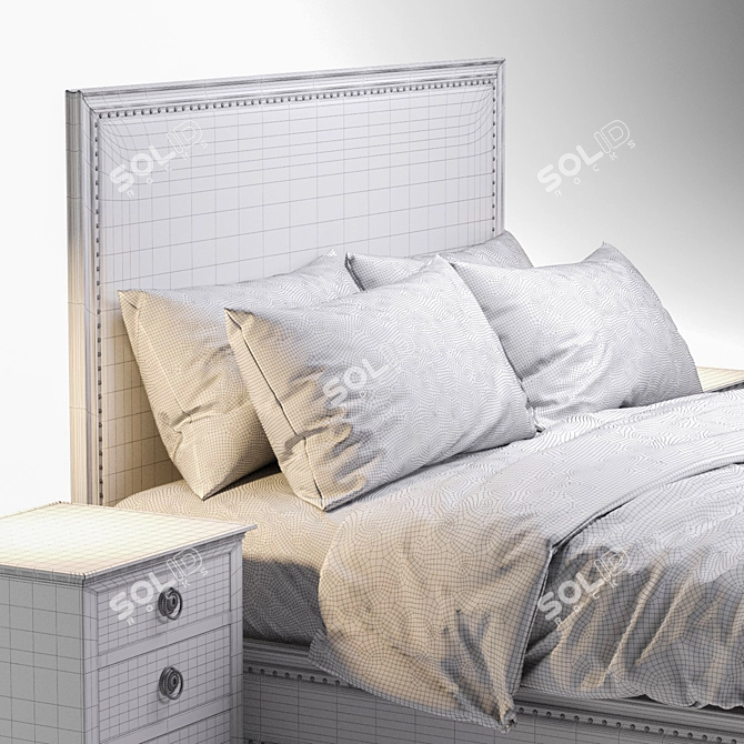 Elegant Fabric Panel Bed 3D model image 4