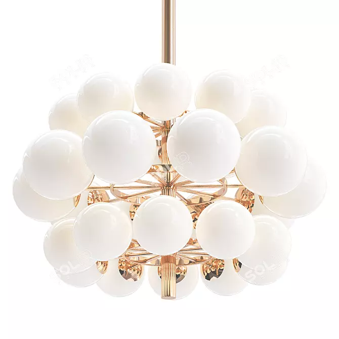 Vintage Opaline Glass Chandelier 3D model image 1