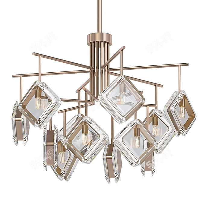 Elegant Faceted Glass Chandelier 3D model image 1