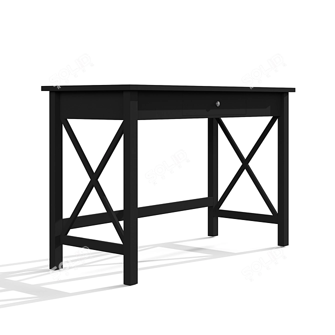 Sleek Black Pine Desk 3D model image 1