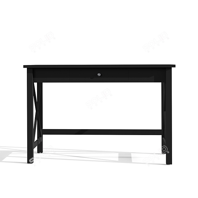 Sleek Black Pine Desk 3D model image 2
