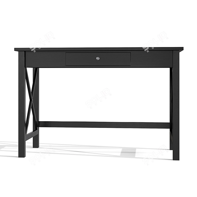 Sleek Black Pine Desk 3D model image 4