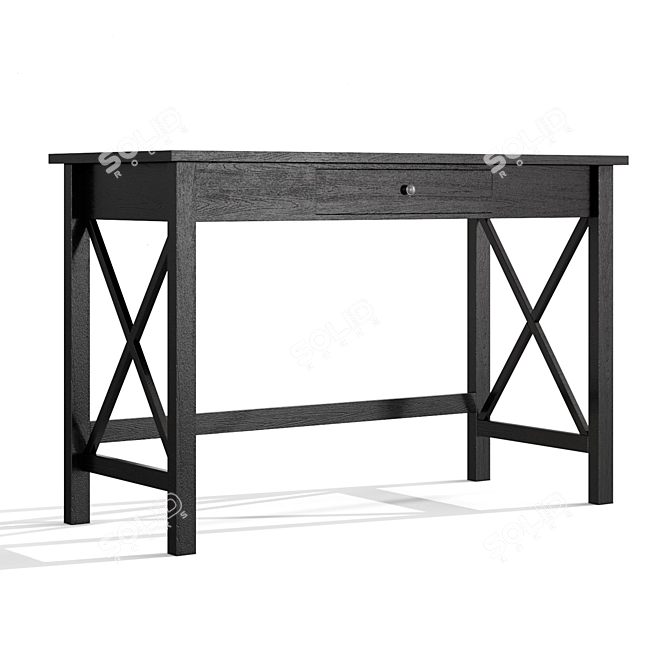 Sleek Black Pine Desk 3D model image 5