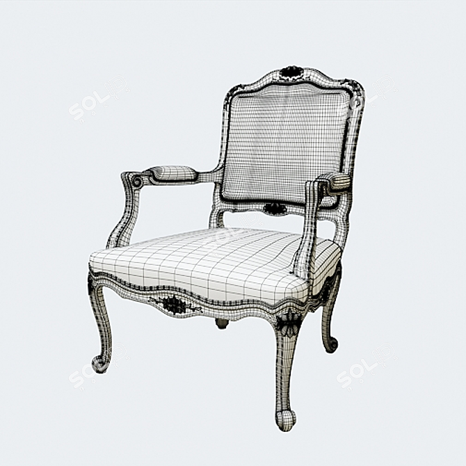 Elegant Velvet Armchair 3D model image 3