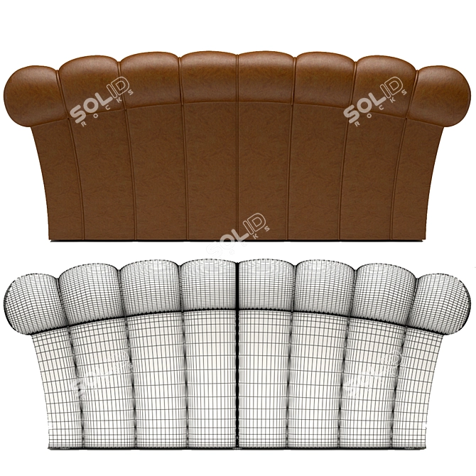 Luxurious Camel Leather Sofa 3D model image 3