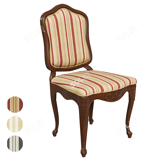 Elegant Carved Wood Chair 3D model image 1