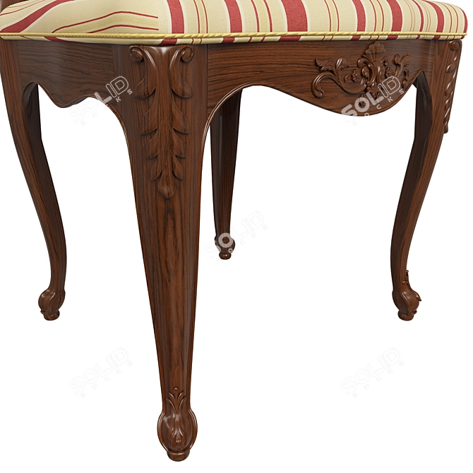 Elegant Carved Wood Chair 3D model image 3