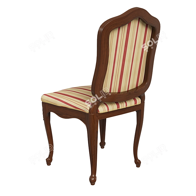 Elegant Carved Wood Chair 3D model image 4