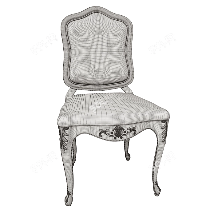 Elegant Carved Wood Chair 3D model image 5