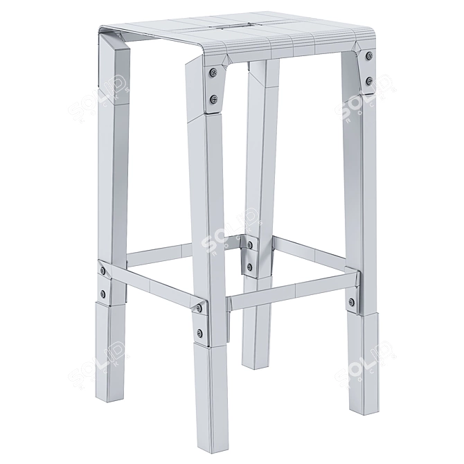 Rustic Loft Bar Stool 3D model image 3