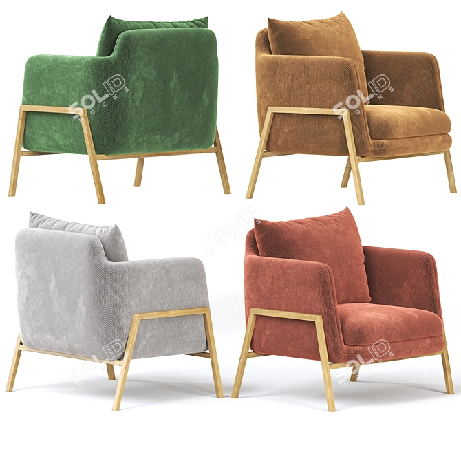 Elegant Diana Chair in Vail Ecru 3D model image 3