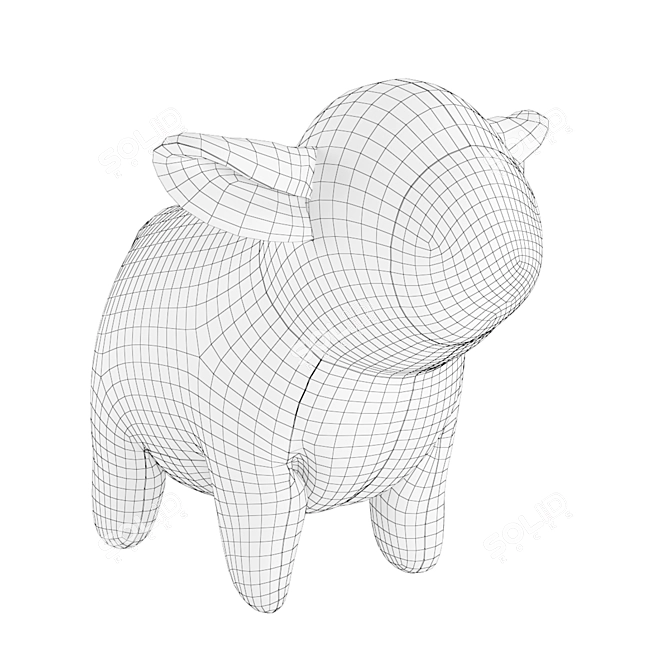 Plush Sheep Interior Toy 3D model image 3