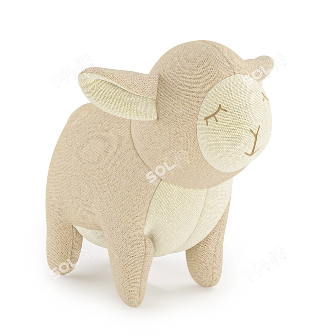 Plush Sheep Interior Toy 3D model image 5