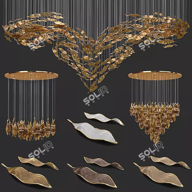 Elegant Trio: Contour Chandeliers 3D model image 1