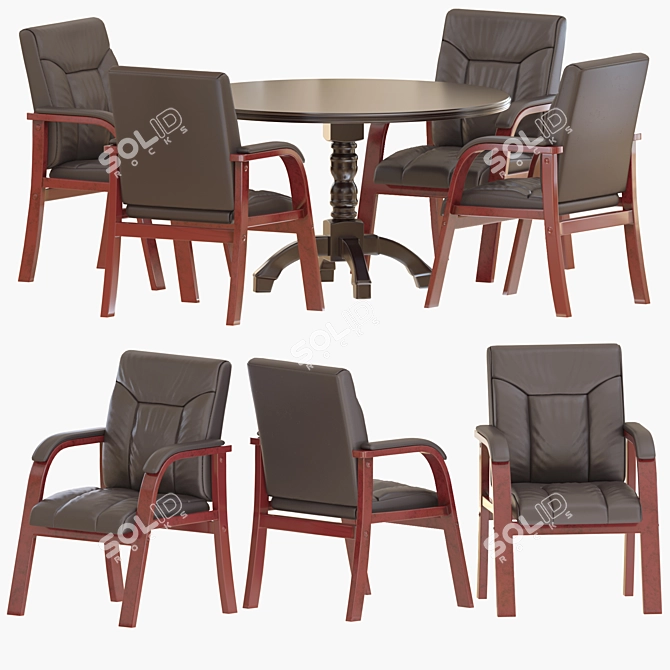 Elegant Leather Guest Chair 3D model image 1