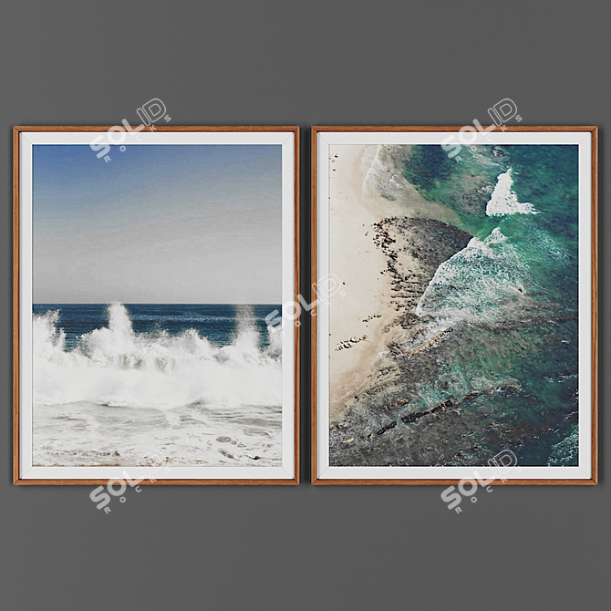 Wooden Frame Picture Set 3D model image 1