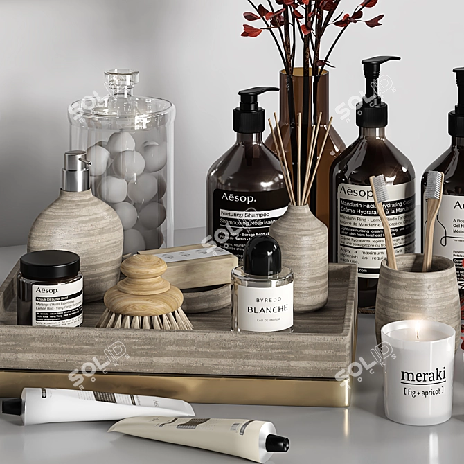 Elegant Bathroom Accessories Set 3D model image 3