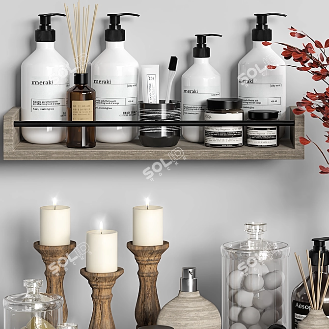 Elegant Bathroom Accessories Set 3D model image 4