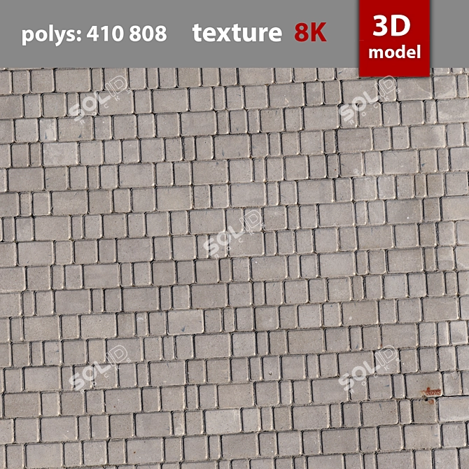 High-Quality 8K Paving Stone 3D model image 2