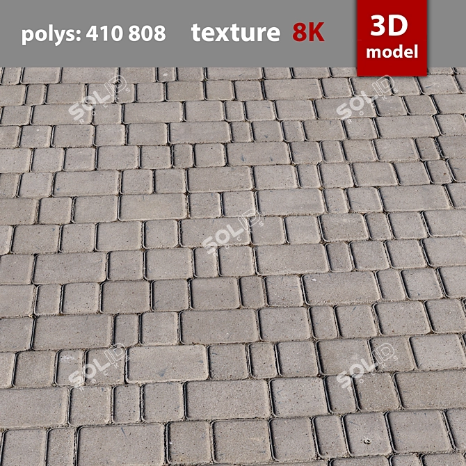 High-Quality 8K Paving Stone 3D model image 3