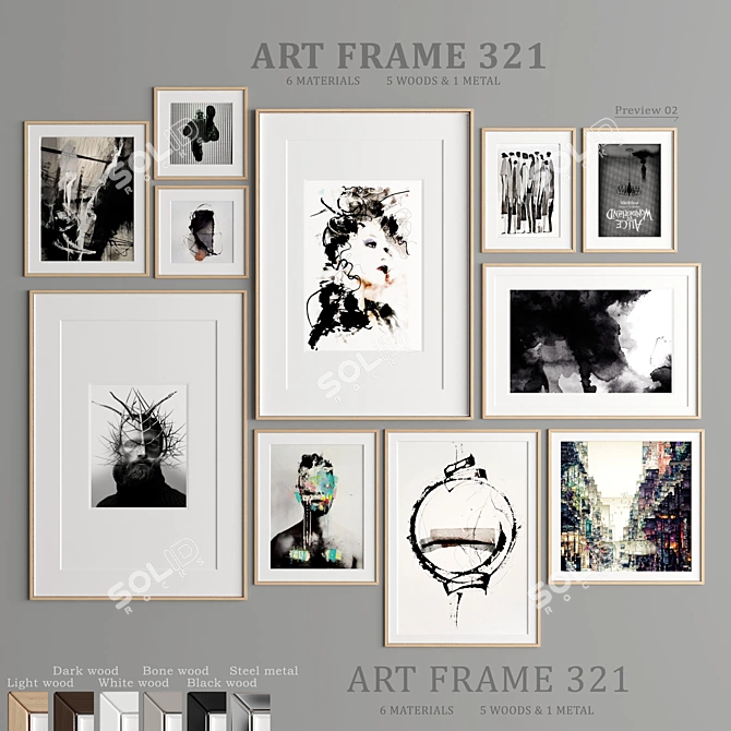  Elegant Art Frames - Variety of Sizes and Materials 3D model image 1